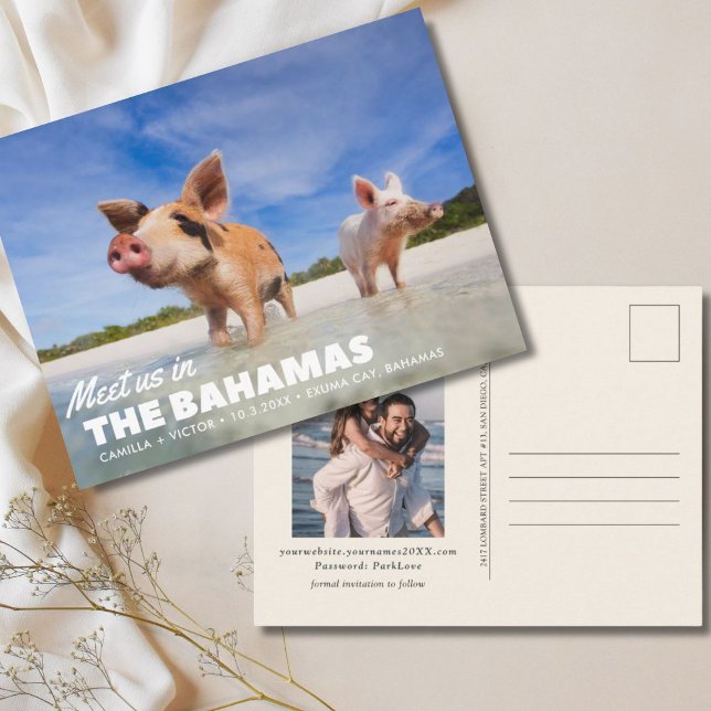 Bahamas Boda salva la tarjeta postal de fecha (Bahamas Wedding Save the Date Postcard
)