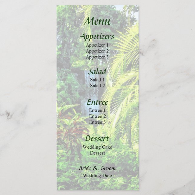 Bahamas - Menú Boda de Cascada Tropical (Anverso)
