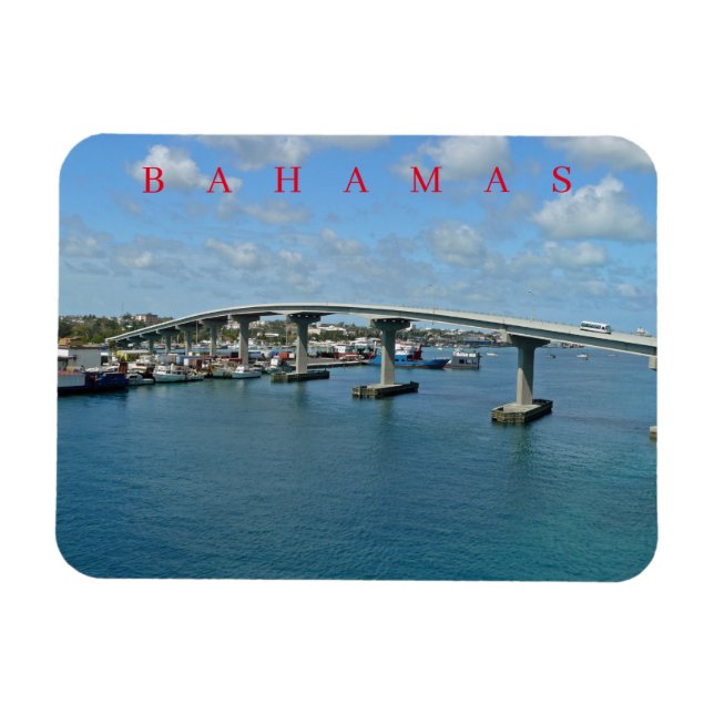 Bahamas Paradise Island Bridge ver imán de nevera (Horizontal)