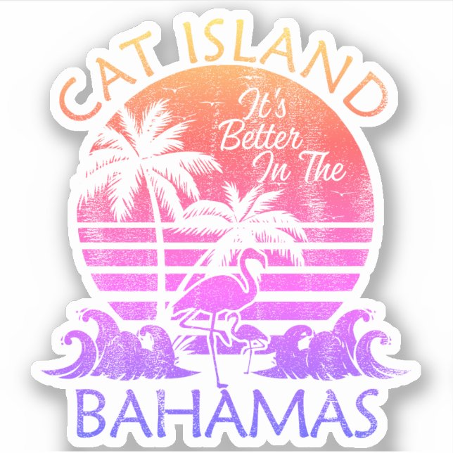 Bahamas Pegatina Cat Island Vacation Beach Cruise (Anverso)