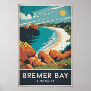 Bahía Bremer Australia Ilustración Arte de Viaje R