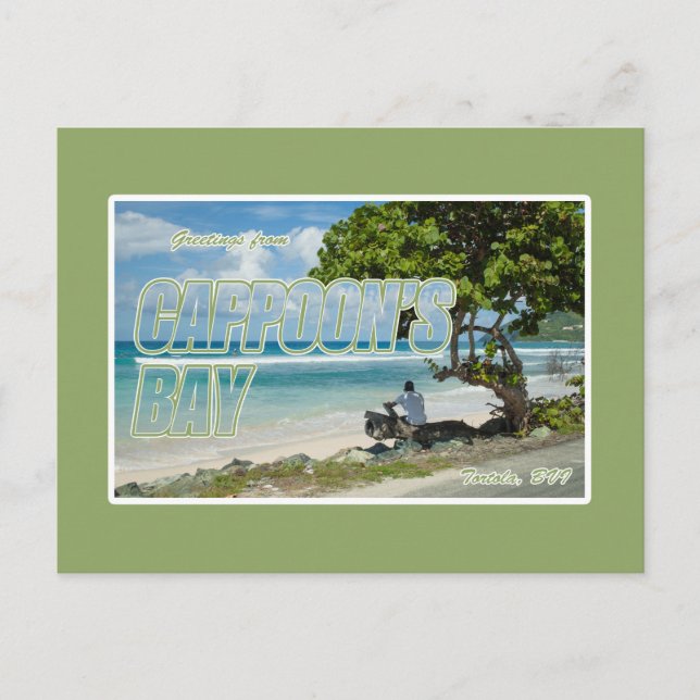 Bahía de Cappoon, Tortola, postal BVI (Anverso)