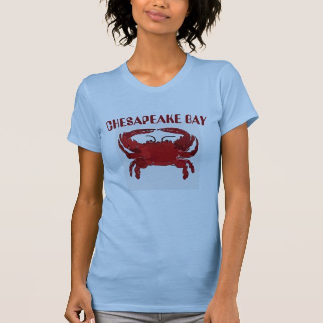 Bahía de Chesapeake, cangrejo, camiseta (Anverso)