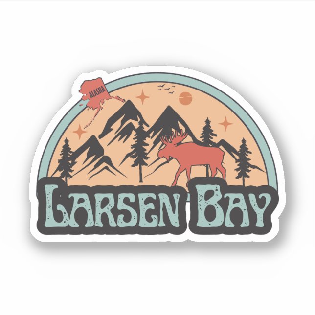 Bahía de Larsen, Alaska Pegatina (Anverso)