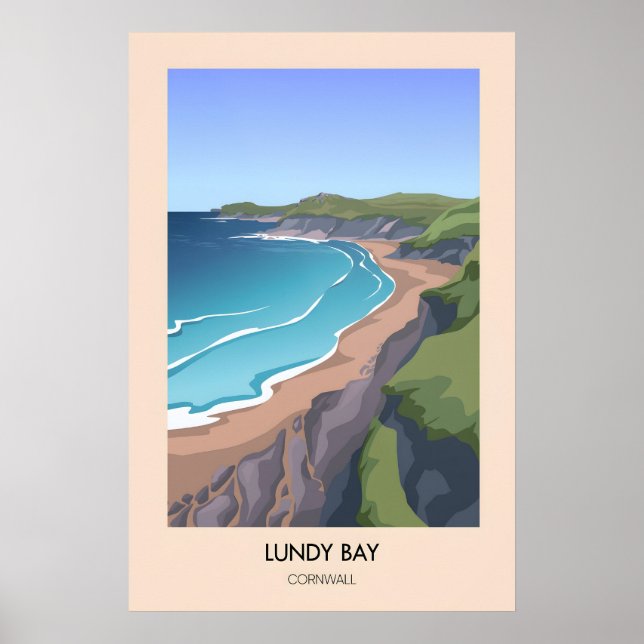 Bahía de Lundy Cornualles Póster de viaje moderno (Frente)