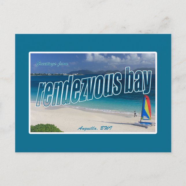 Bahía Rendezvous, postal de Anguila (Anverso)