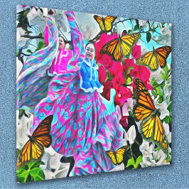 Bailando con flores y mariposas arte PV01