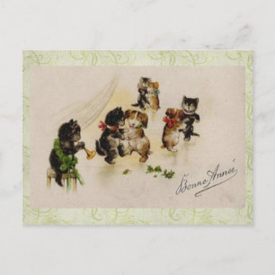 Bailando perros de gatos de Navidad postales