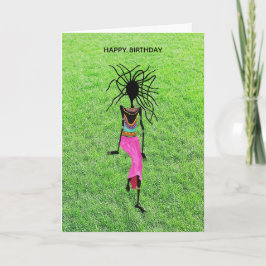 Bailar con la tarjeta de cumpleaños de hierba verd