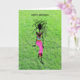 Bailar con la tarjeta de cumpleaños de hierba verd