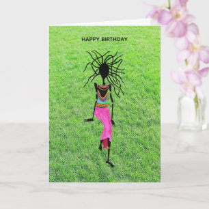 Bailar con la tarjeta de cumpleaños de hierba verd