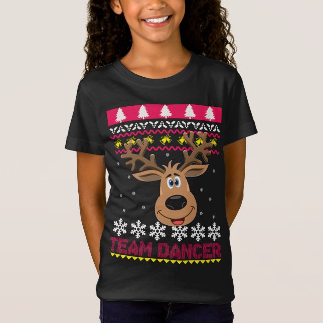 Bailarín de equipo Santa Reindeer Suéter (Anverso)