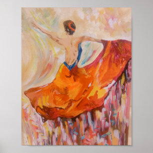 Bailarín del flamenco en la impresión roja