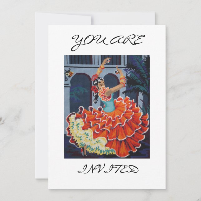 Bailarín español del flamenco usted es invitación (Anverso)