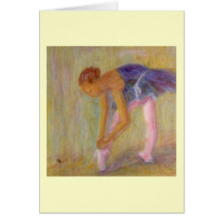 Bailarín que ata sus zapatos de ballet, tarjeta