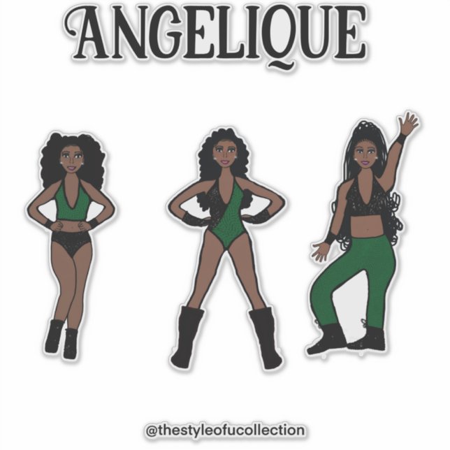 Bailarín verde negro #1 Pegatina (Anverso)