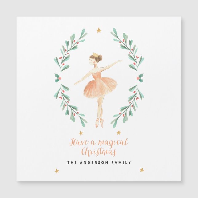 bailarina acuarela Navidades botánicos lindos (Anverso)