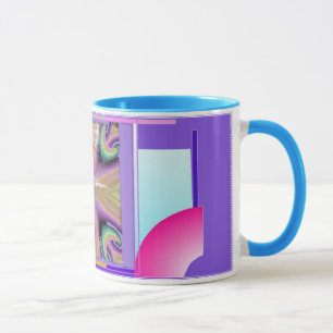 Bailarina con la taza geométrica colorida del