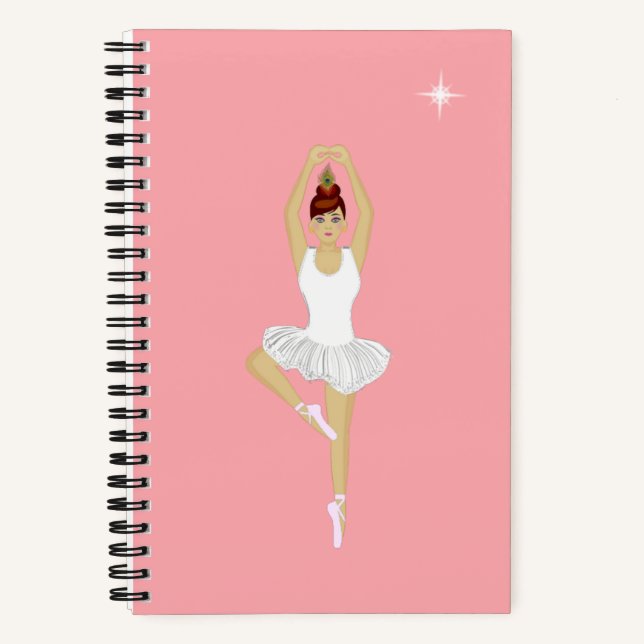 Bailarina de ballet hermosa en cuaderno rosa (Anverso)