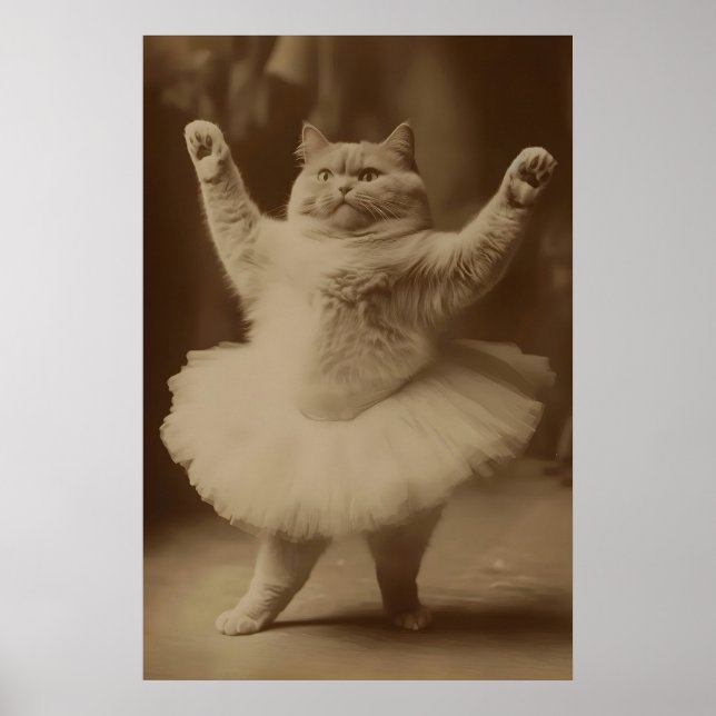 Bailarina de gato, cartel vintage, impresión de ar (Frente)
