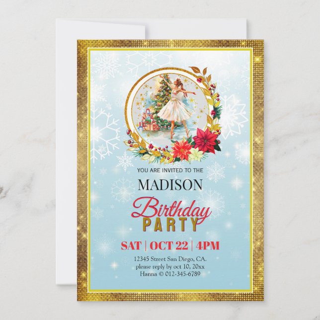 Bailarina de Navidad del Cascanueces Cumpleaños (Anverso)