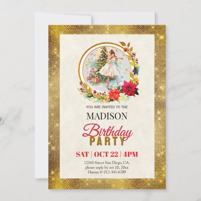 Bailarina de Navidad del Cascanueces Cumpleaños (Anverso)