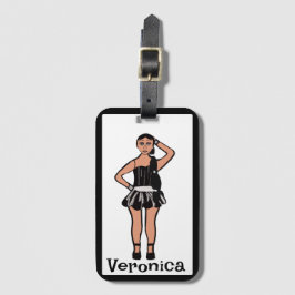 Bailarina de plata negra #2 etiqueta de equipaje