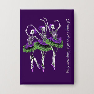 Bailarina Esqueleto Botón Morado Verde Artístico
