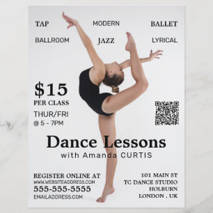 Bailarina femenina, volante publicitario de lecció