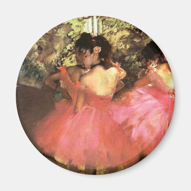 Bailarinas Degas en imán rosa (Frente)