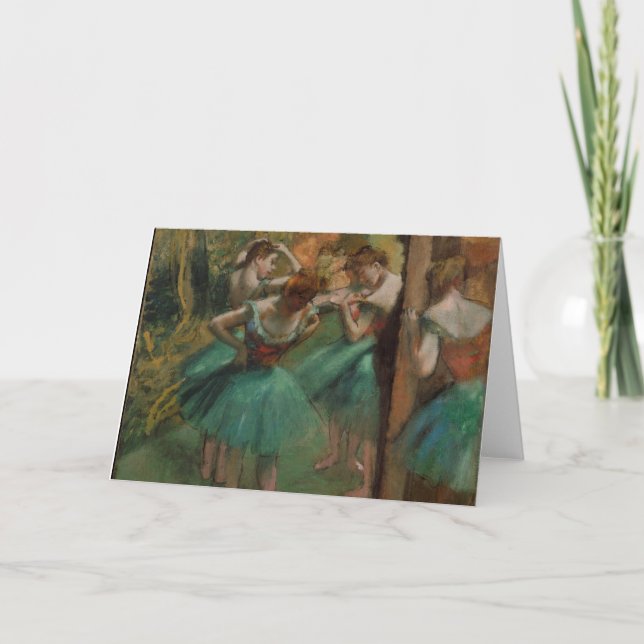 Bailarines de Edgar Degas rosados y tarjeta de (Anverso)