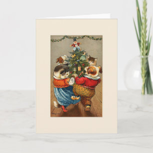 Baile alrededor de la tarjeta de Navidad del árbol