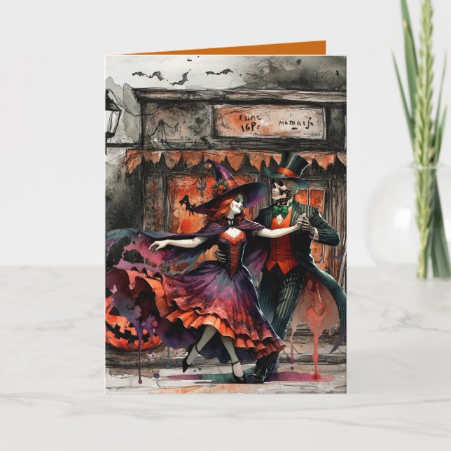 Baile Arriba Brujas Tarjeta de Halloween (Anverso)