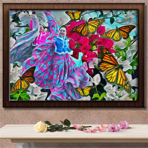 Baile con flores y mariposas Imprimir arte PV01