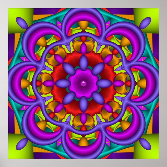 Baile de colores, arte kaleidoscopo abstracto (Frente)