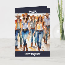 Baile de línea de música country, tarjeta de cumpl