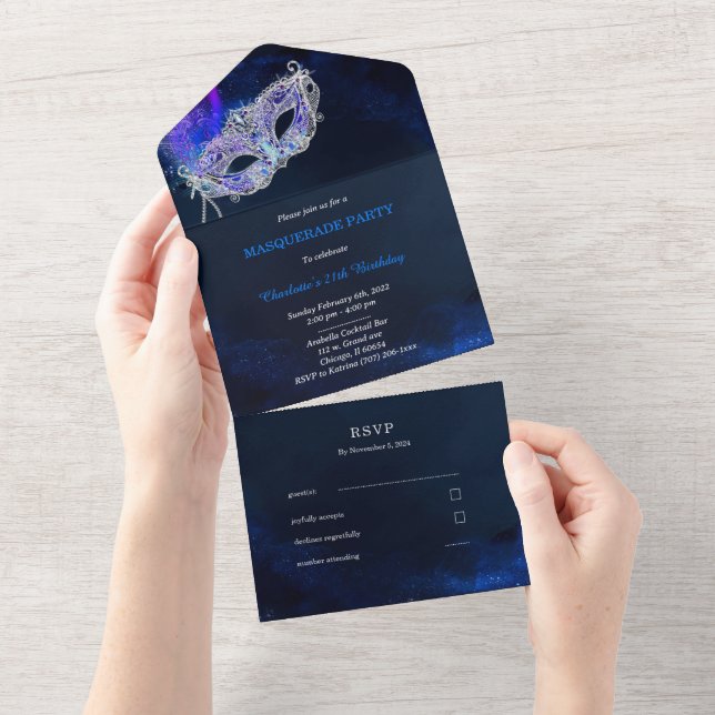 Baile de Máscaras y plantilla de RSVP (desgarro)