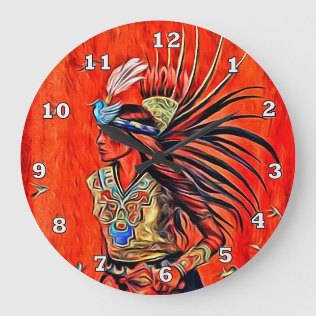 Baile de pájaro azteca reloj nativo americano (Anverso)
