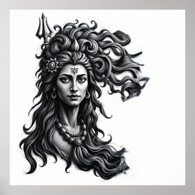 Baile divino: Arte de carbón vegetal de Shiva (Frente)