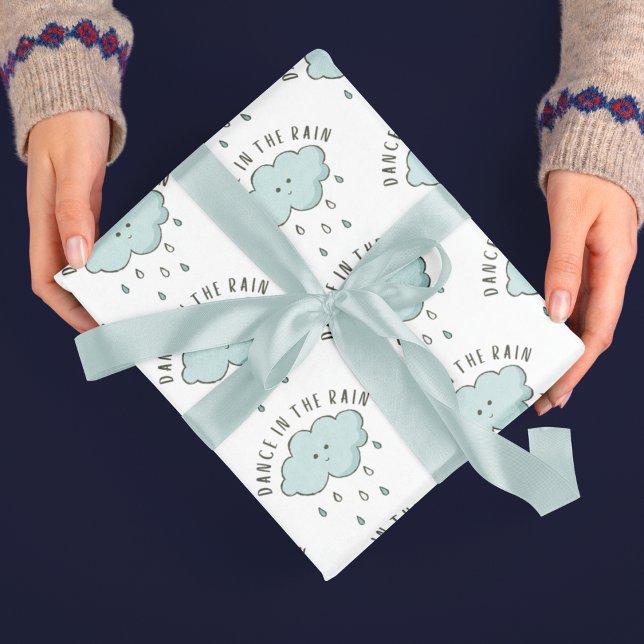 Baile En Las Hojas De Papel De Envoltura De Lluvia (Encourage positivity with these cute, "Dance in the rain" wrapping paper sheets! )