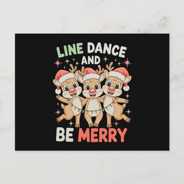 Baile en línea y alegre reno Navidad Xmas (Anverso)