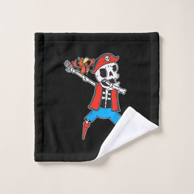 Baile Pirata Skeleton con Parrot Halloween (Toallita)
