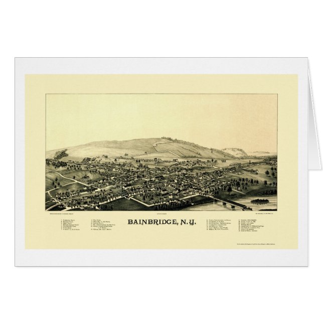 Bainbridge, mapa panorámico de NY - 1889 (Anverso (Horizontal))