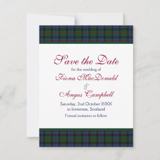 Baird Tartan Wedding Guardar la tarjeta de fecha