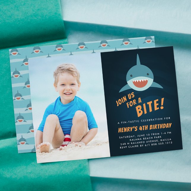 Bait de tiburón | Invitación de foto de cumpleaños (Subido por el creador)