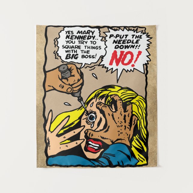 "¡Baja la aguja!" Tapiz de pared (Anverso)