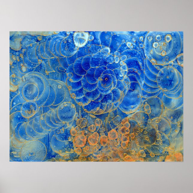 Bajo el agua - Obra de arte abstracta pintada a ma (Frente)