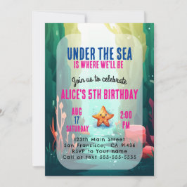 Bajo el Chica del mar Invitación al cumpleaños Ros