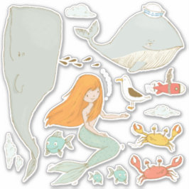 Bajo el conjunto de Pegatinas de sirenas marinas