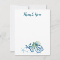 Bajo el mar Azul acuarela Octopus Gracias